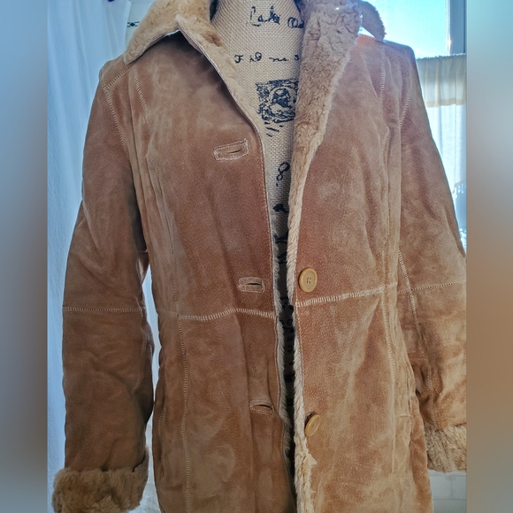 WINLET GENUINE 100 % LEATHER w/ SHEARLING LINED COAT - Picture 10 of 12